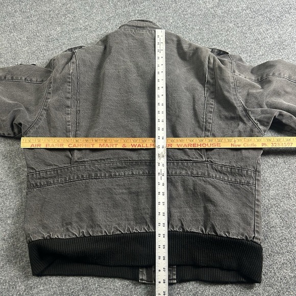 VTG Rare Dual Control Bomber Jacket Gray Canvas Canada Made 80s Military Patch M - Picture 6 of 6